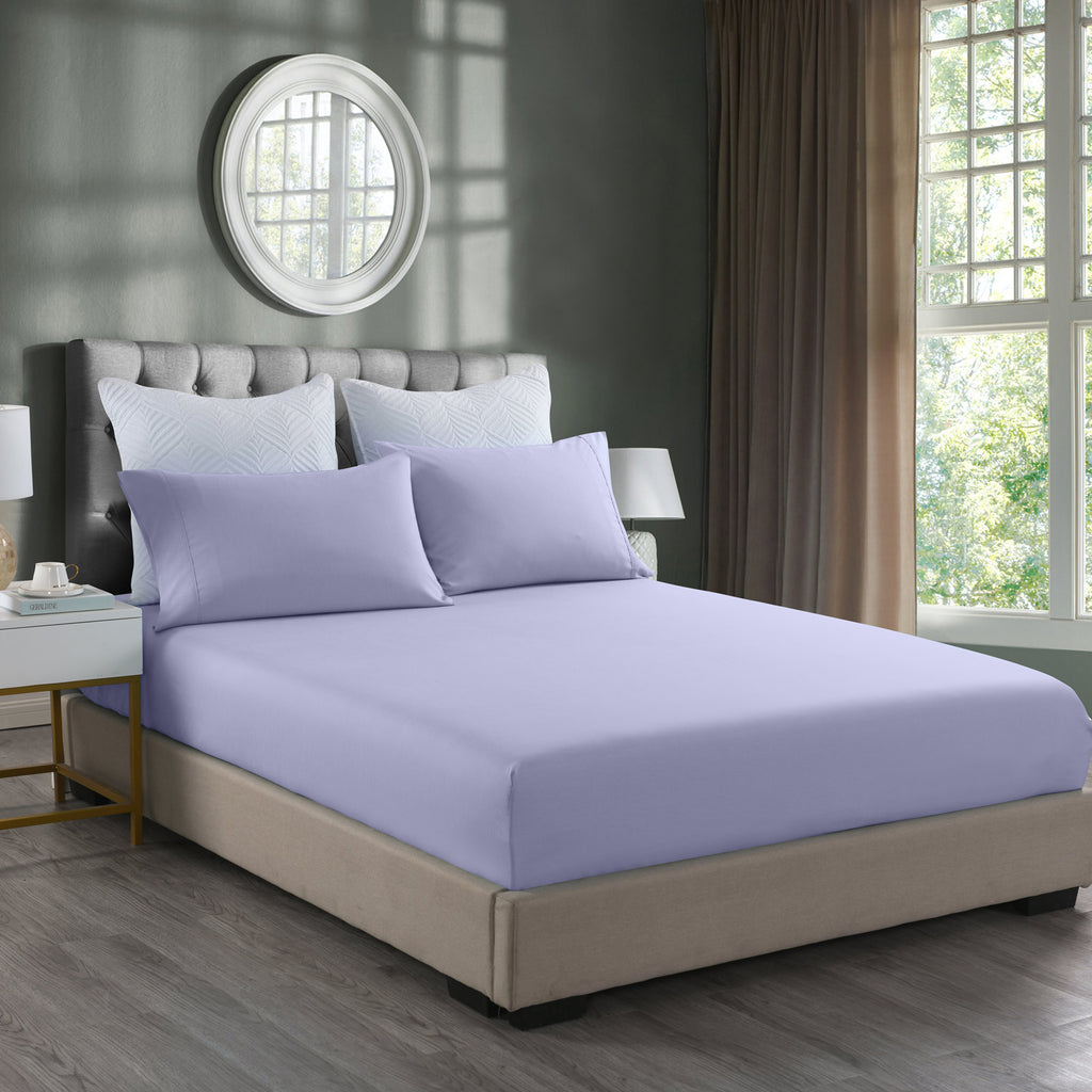 Royal Comfort 2000TC 3 Piece Fitted Sheet and Pillowcase Set Bamboo Cooling Double Lilac Grey - House Things Home & Garden > Bedding