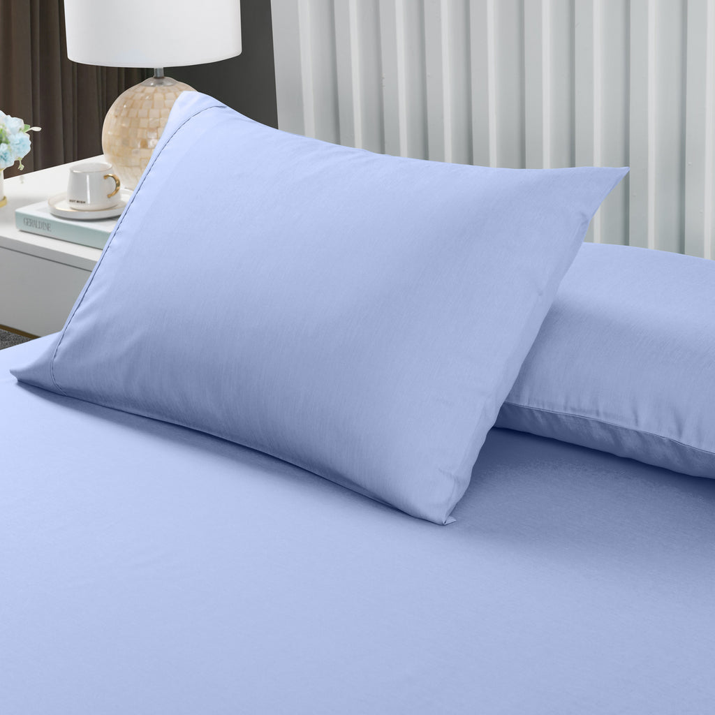 Royal Comfort 2000TC 3 Piece Fitted Sheet and Pillowcase Set Bamboo Cooling King Light Blue - House Things Home & Garden > Bedding