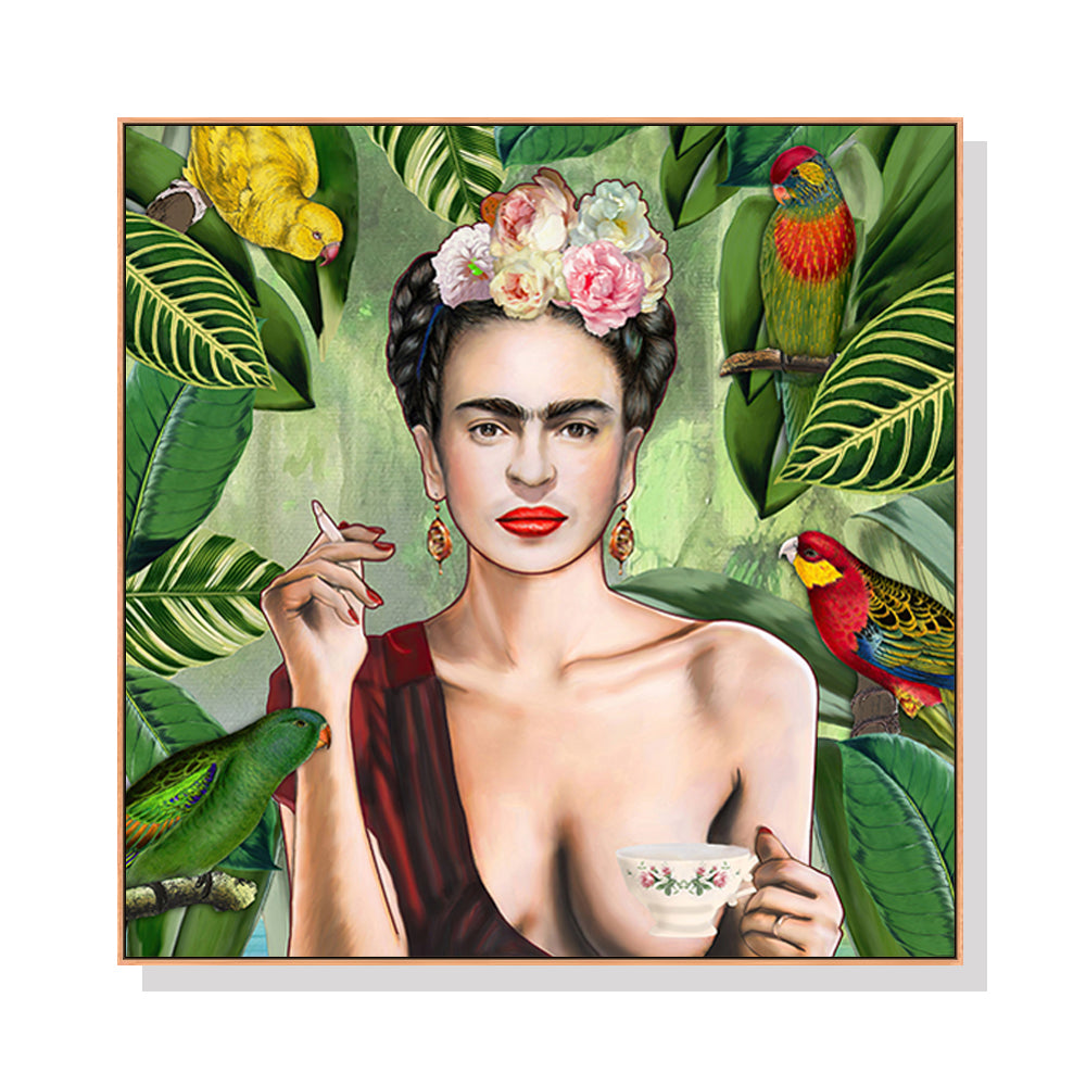 60cmx60cm Self Portrait by Frida Kahlo Wood Frame Canvas Wall Art - House Things Home & Garden > Wall Art