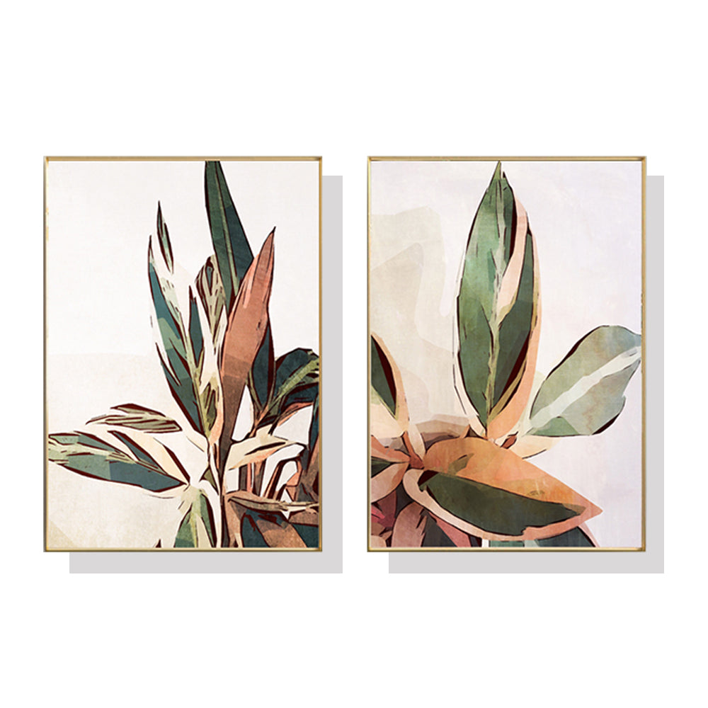 60cmx90cm Botanical Leaves 2 Sets Gold Frame Canvas Wall Art - House Things Home & Garden > Wall Art