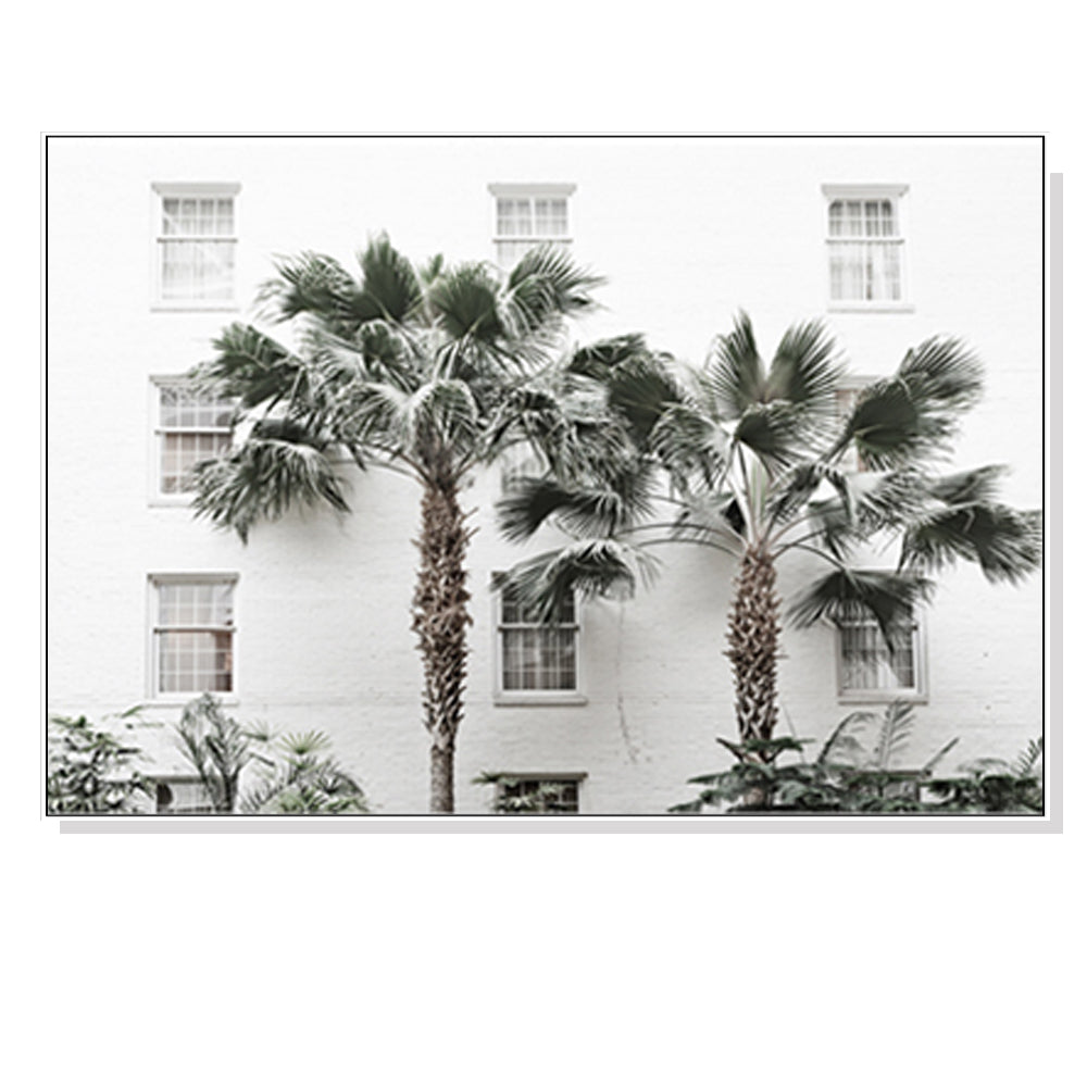 70cmx100cm Palm Tree White Frame Canvas Wall Art