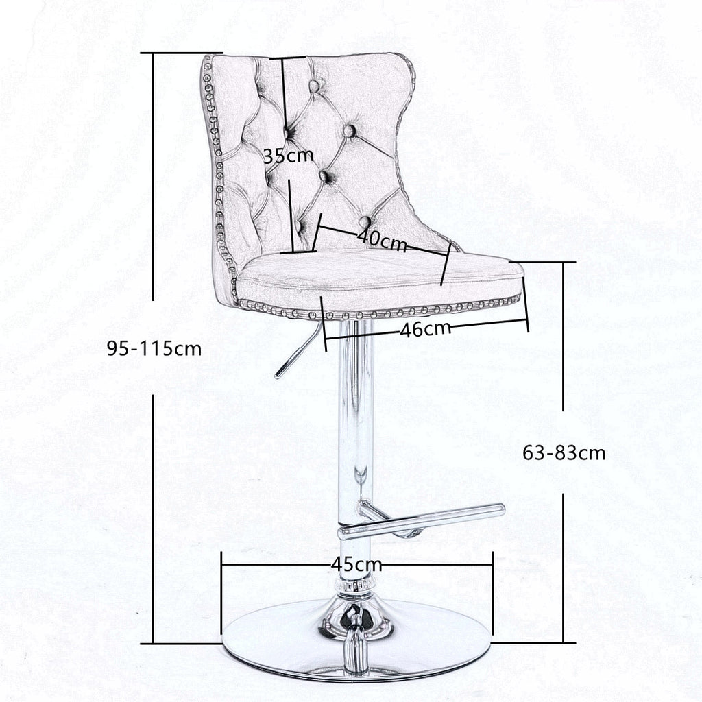 Oldham Swivel Bar Stool Grey Velvet Barstools Chromed Base