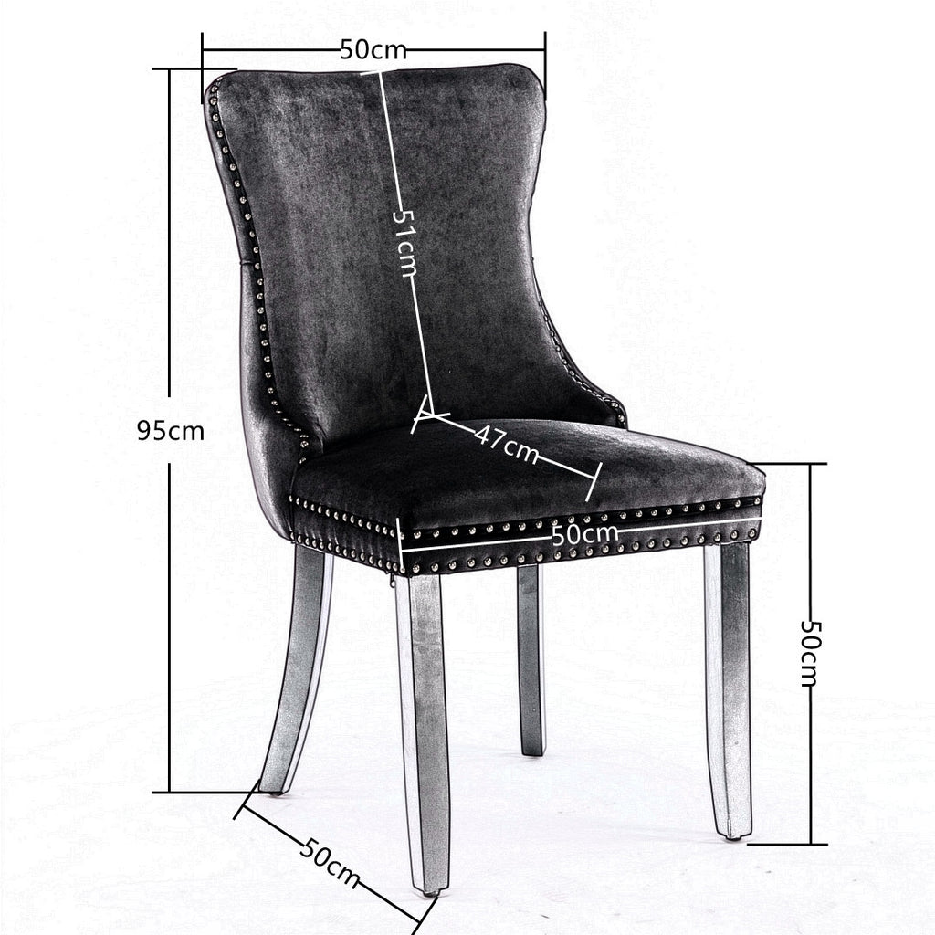 4x Tufted Velvet Upholstered Dining Chairs with Solid Wood Legs