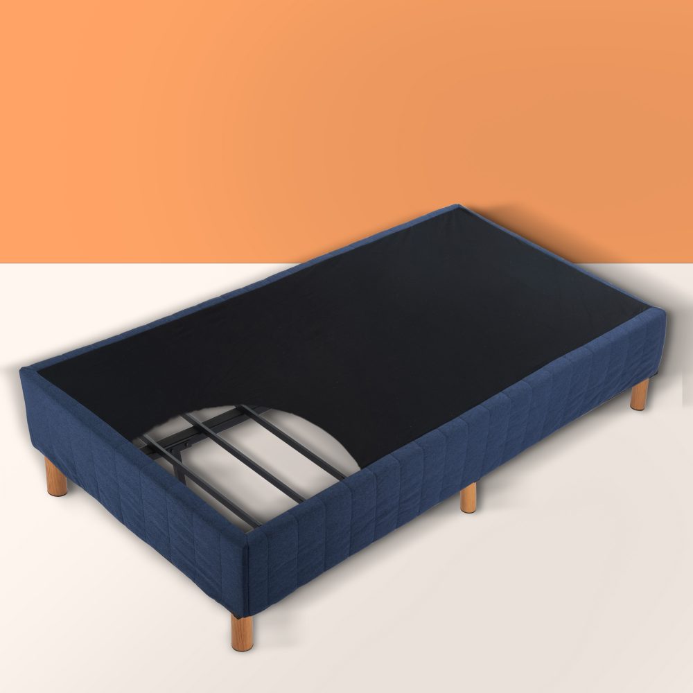 Metal Double Bed Frame Mattress Foundation Blue