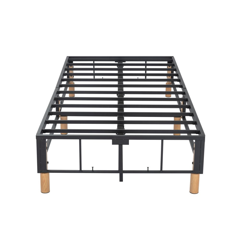 Metal Double Bed Frame Mattress Foundation Blue