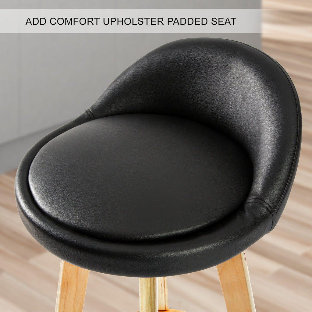 Carmen 4 Set 72cm Black Wooden Bar Stool Leather - House Things Furniture > Bar Stools & Chairs