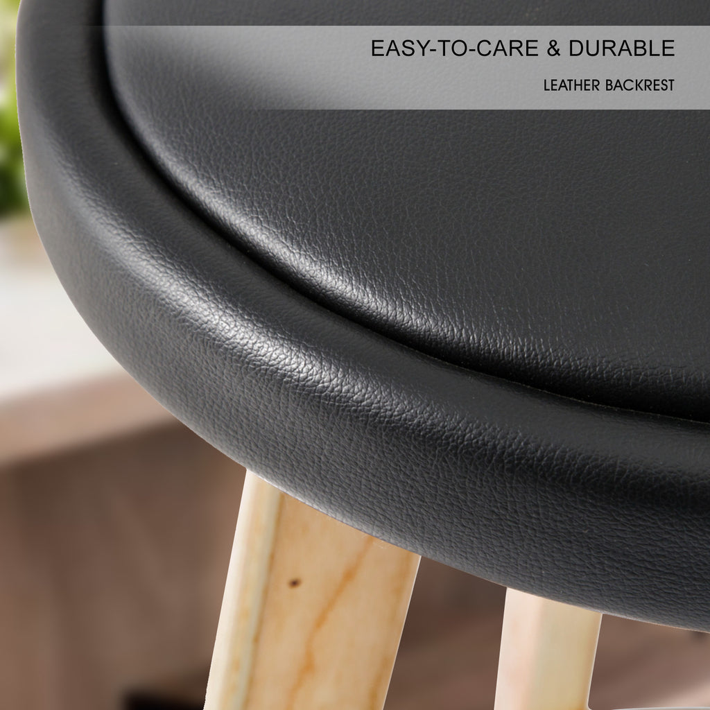Carmen 4 Set 72cm Black Wooden Bar Stool Leather - House Things Furniture > Bar Stools & Chairs