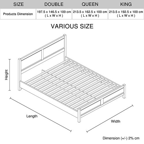 Queen Size Bed Frame Natural Wood like MDF in Oak Colour - House Things Furniture > Bedroom