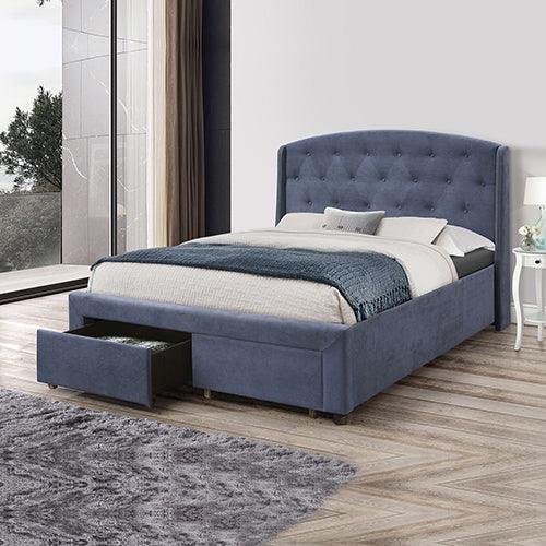 Bentley Queen Size Bed Frame with 2 Drawers Navy Blue - House Things Furniture > Bedroom