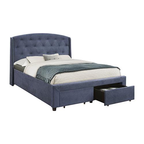 Bentley Queen Size Bed Frame with 2 Drawers Navy Blue - House Things Furniture > Bedroom