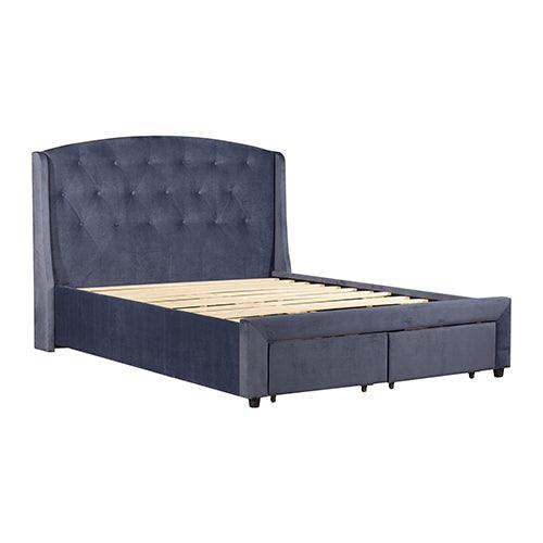 Bentley Queen Size Bed Frame with 2 Drawers Navy Blue - House Things Furniture > Bedroom