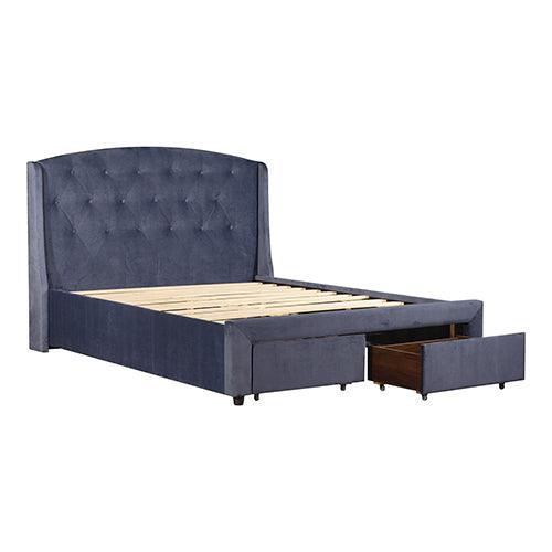 Bentley Queen Size Bed Frame with 2 Drawers Navy Blue - House Things Furniture > Bedroom