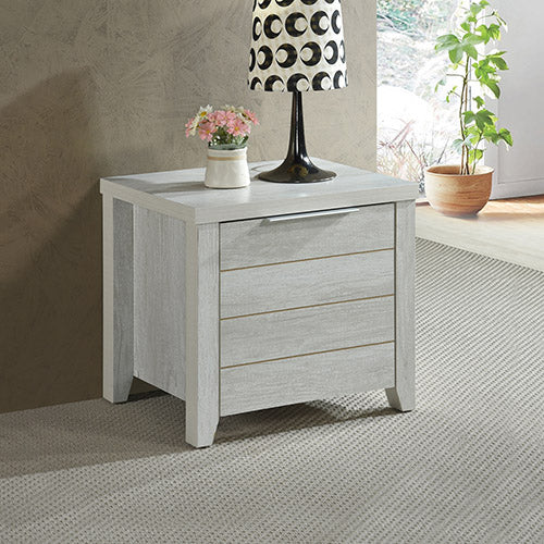 Bedside Table 2 drawers Storage Table Night Stand MDF in White Ash - House Things Home & Garden > Storage