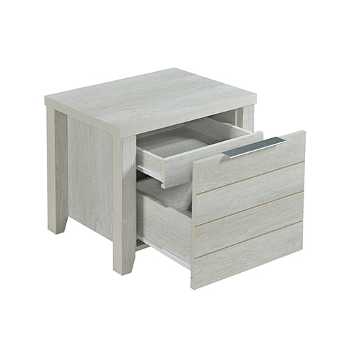 Bedside Table 2 drawers Storage Table Night Stand MDF in White Ash - House Things Home & Garden > Storage