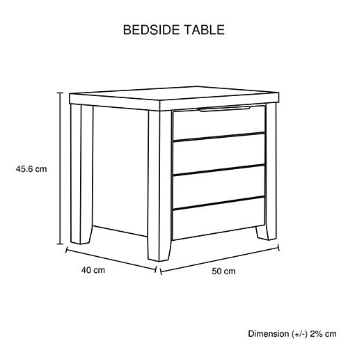 Bedside Table 2 drawers Storage Table Night Stand MDF in White Ash - House Things Home & Garden > Storage