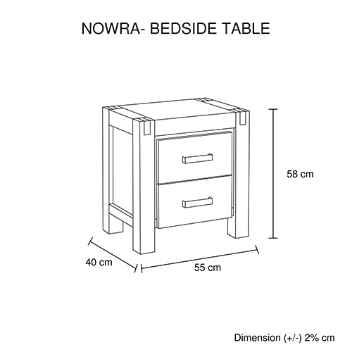 Bedside Table 2 drawers Night Stand Solid Wood Acacia Oak Colour - House Things Furniture > Bedroom