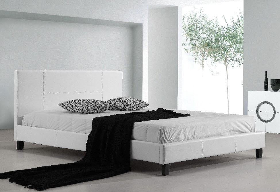 Queen PU Leather Bed Frame White