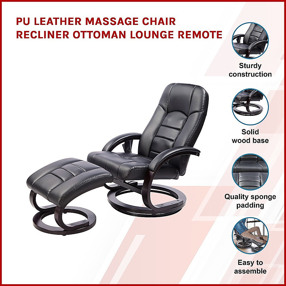 PU Leather Massage Chair Recliner Ottoman Lounge Remote