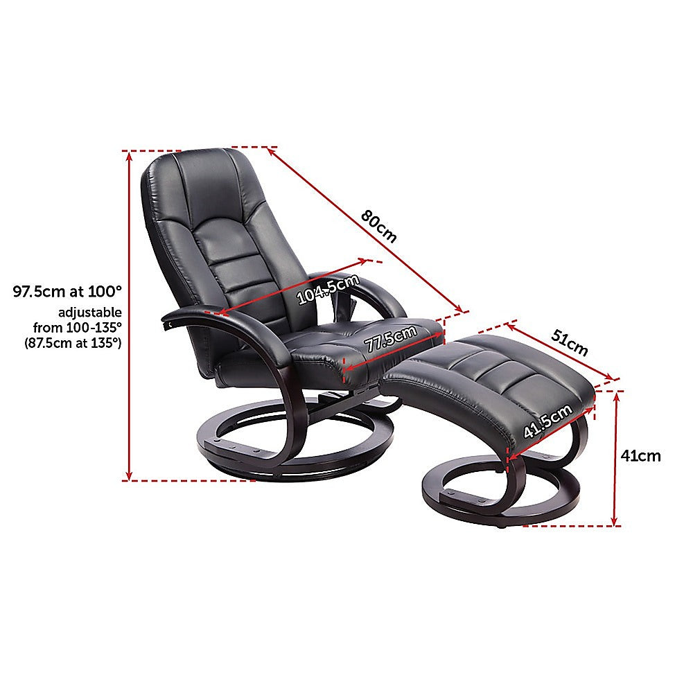 PU Leather Massage Chair Recliner Ottoman Lounge Remote