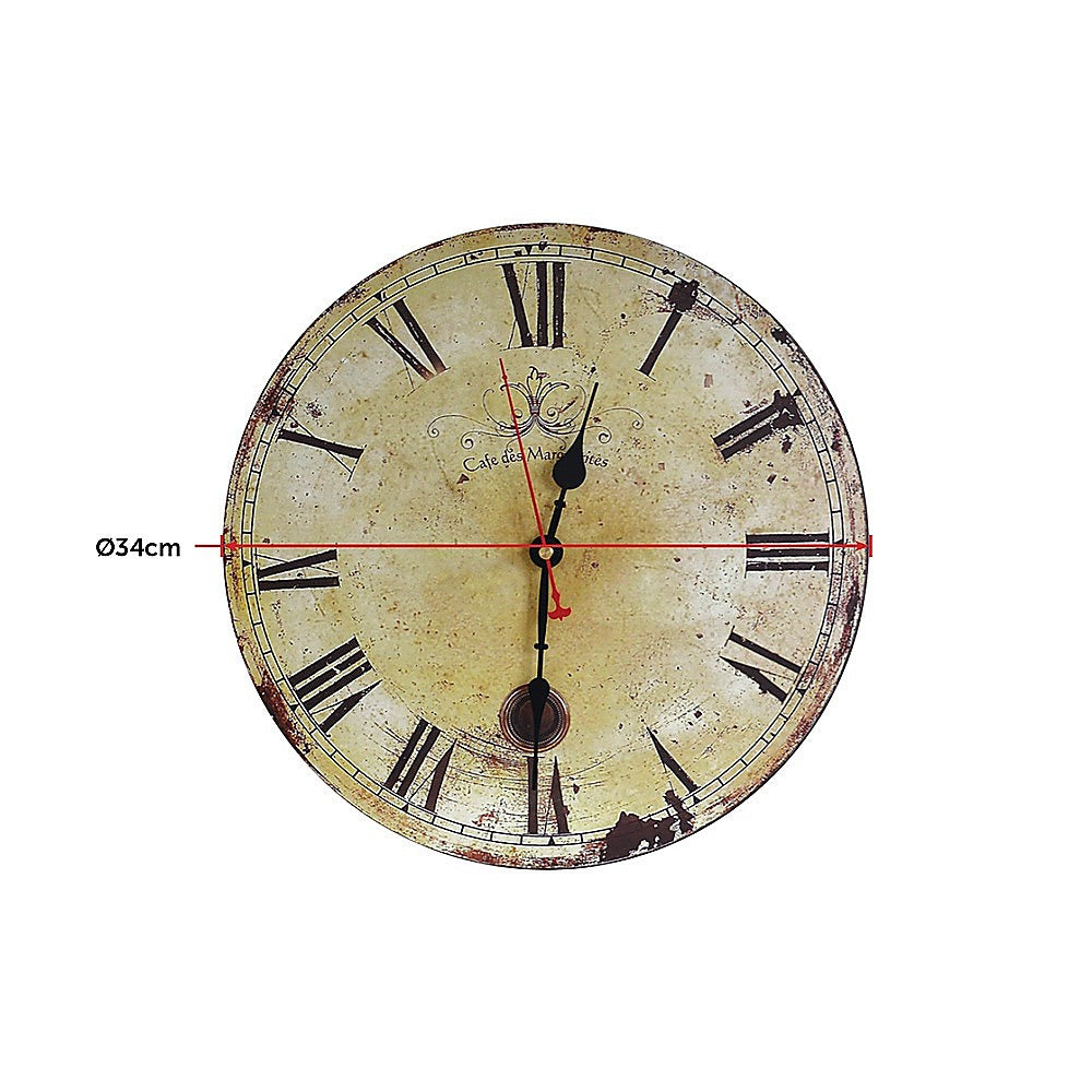 Large Vintage Wall Clock Kitchen Office Retro Timepiece - House Things Home & Garden > Home & Garden Others