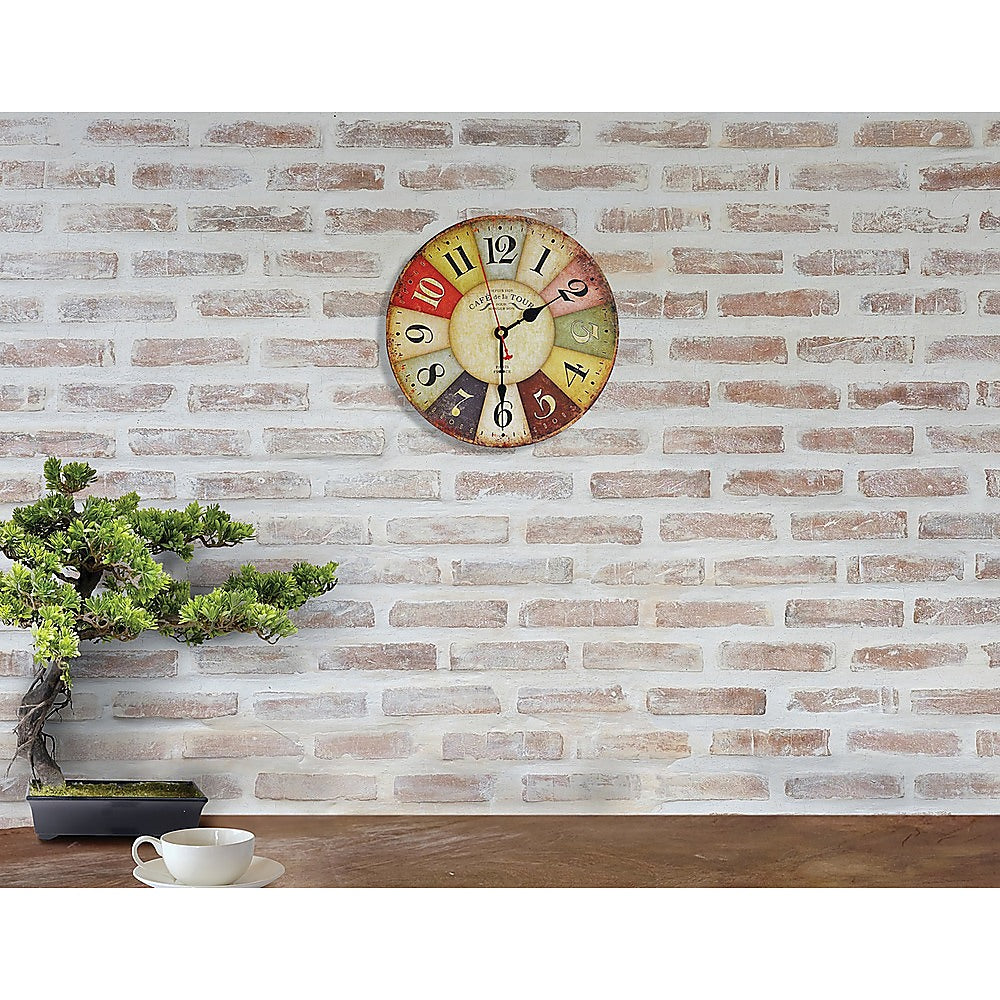 Large Colourful Wall Clock Kitchen Office Retro Timepiece - House Things Home & Garden > Home & Garden Others