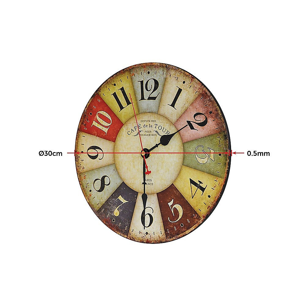 Large Colourful Wall Clock Kitchen Office Retro Timepiece - House Things Home & Garden > Home & Garden Others