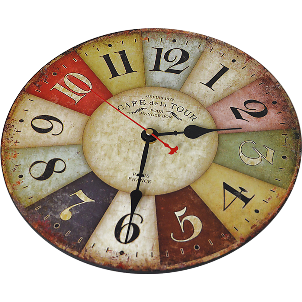 Large Colourful Wall Clock Kitchen Office Retro Timepiece - House Things Home & Garden > Home & Garden Others