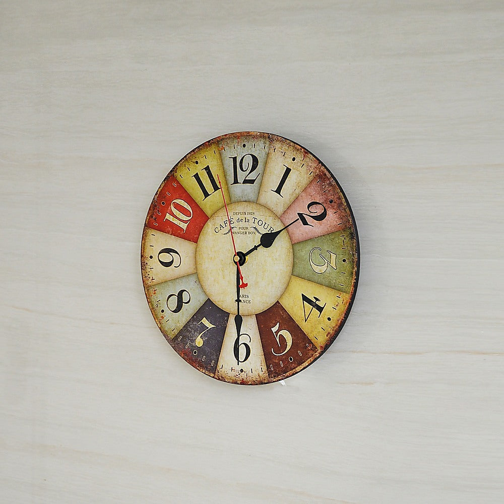 Large Colourful Wall Clock Kitchen Office Retro Timepiece - House Things Home & Garden > Home & Garden Others