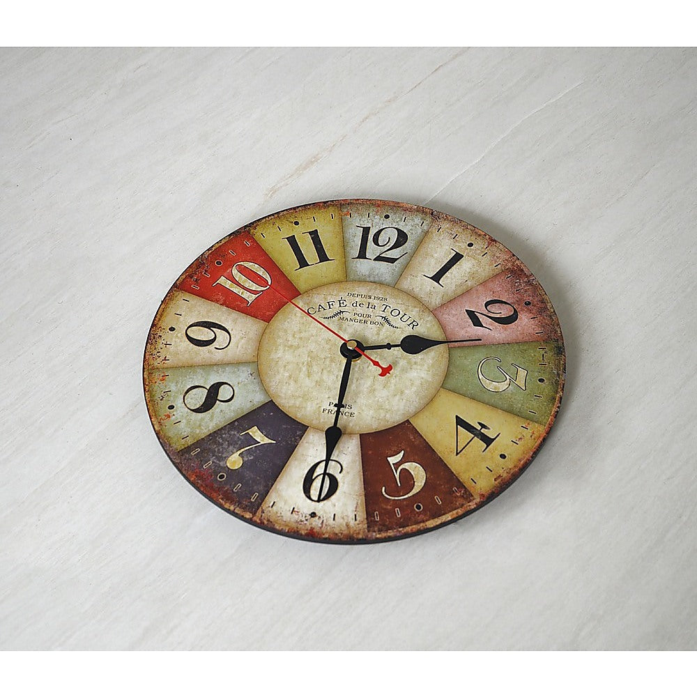 Large Colourful Wall Clock Kitchen Office Retro Timepiece - House Things Home & Garden > Home & Garden Others