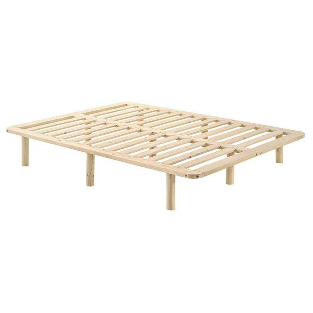 Platform Bed Base Frame Wooden Natural Single Pinewood - House Things Furniture > Bedroom