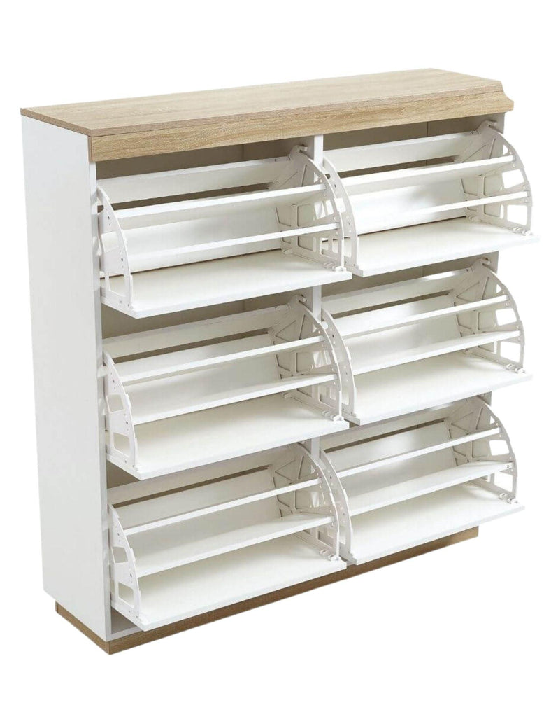 Aiden Coastal White Oak Large Shoe Cabinet - House Things Furniture > Living Room