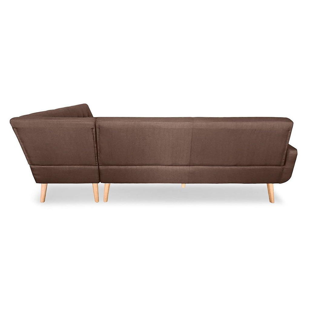 Laverne Corner Lounge L-shaped Wooden legs Brown - Housethings 